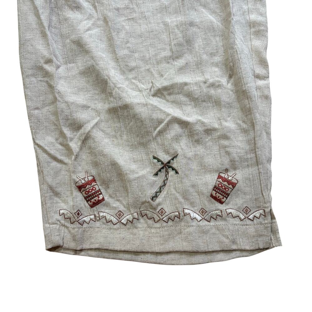 NWT Women's Linen Blend Capri Pants Tropical Resort Palm Tree Vacation 4XL - Picture 3 of 6